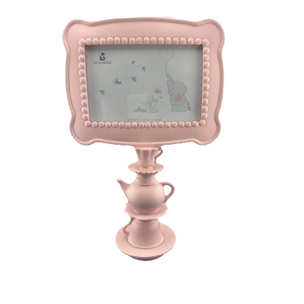 Sicurakids Lullaby Picture Beaded‎ Frame 6"x4" Soft Pink Stacked Tea Set Nursery